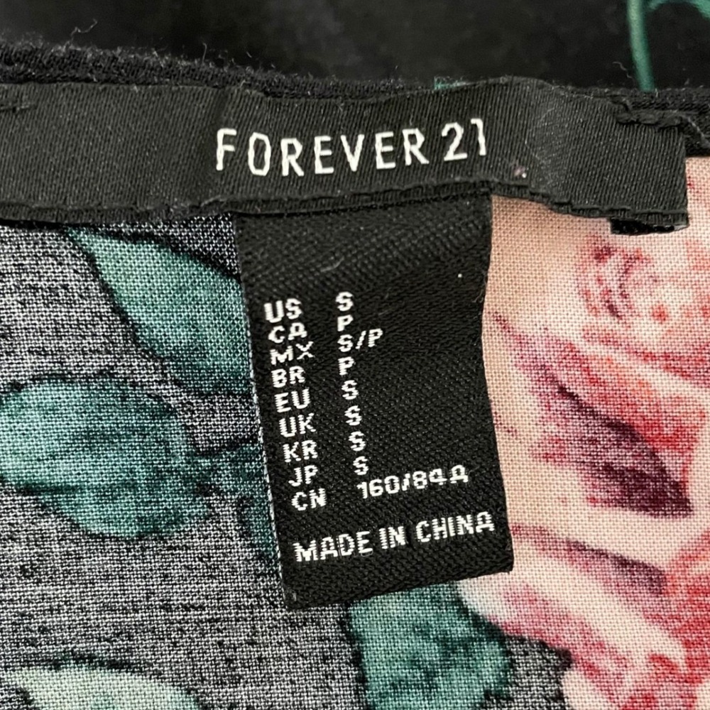 Forever 21 Black Floral Rose Print V-Neck Smocked Waist Maxi Dress S Cottagecore - Picture 13 of 14